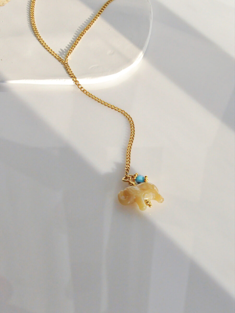 Evil Eye with Elephant Charm Rosario Necklace
