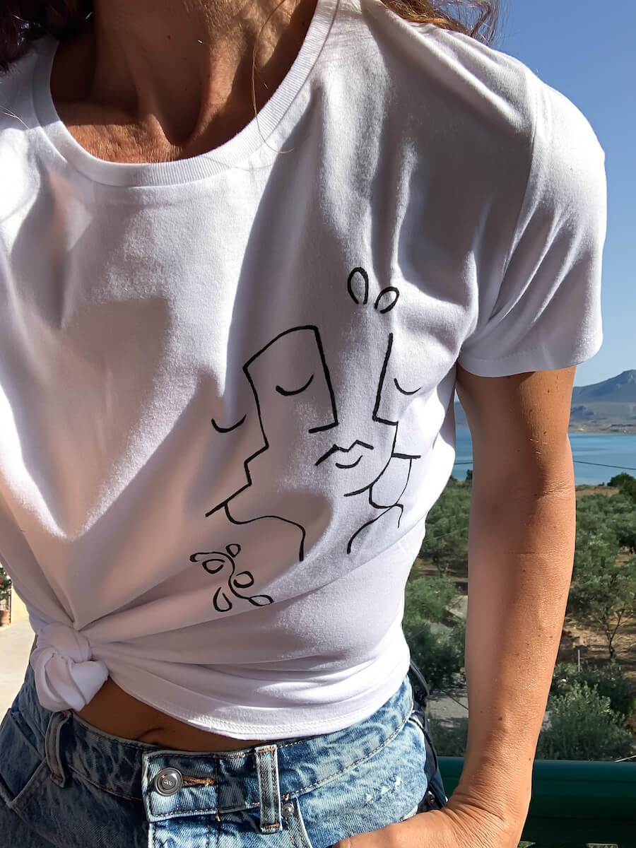 Faces Lined Hand-Drawing T-Shirt