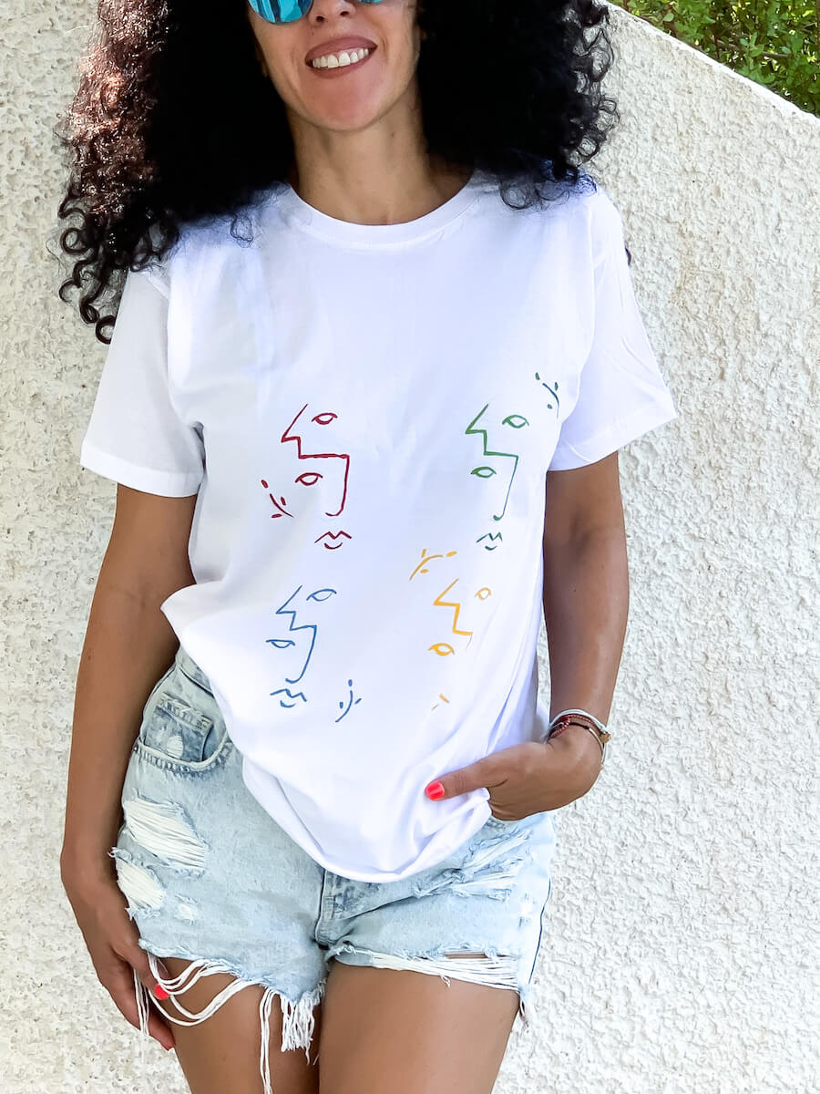 Faces Linear Hand Drawn T-shirt