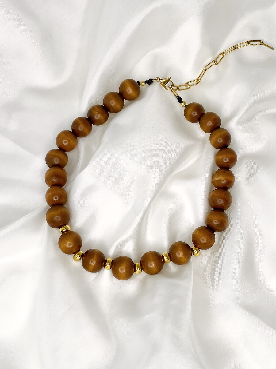 Statement Wood Bead Necklace