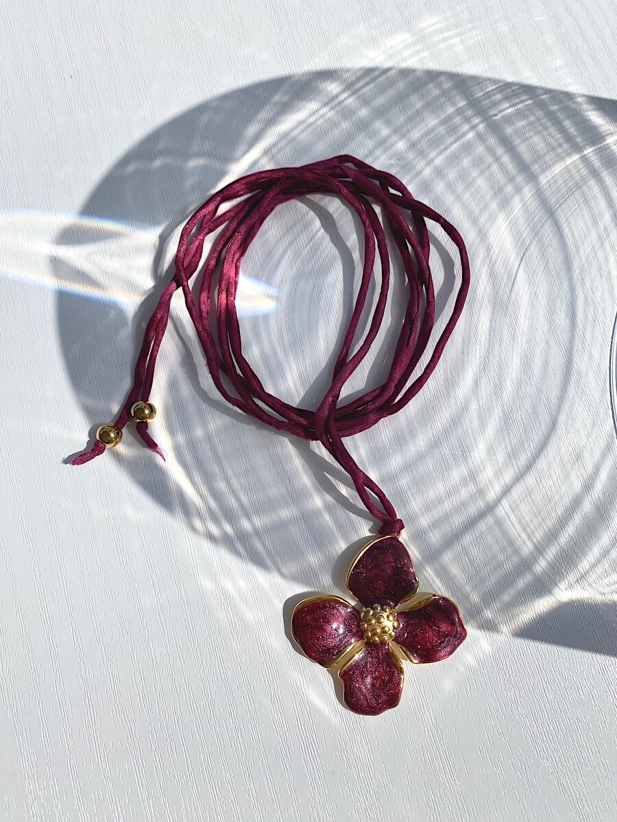 Eloise Flower in Satin Cord Necklace