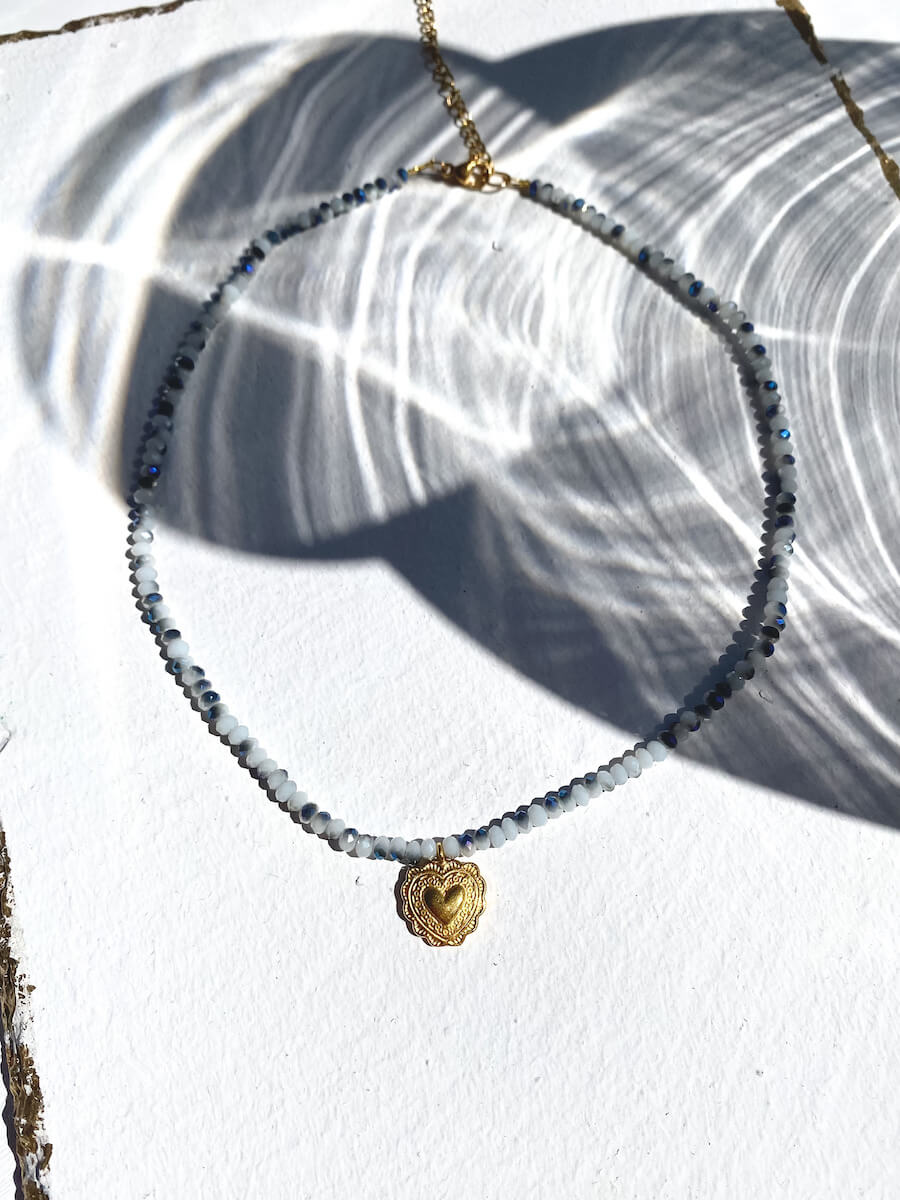 Dainty Beaded Heart Necklace
