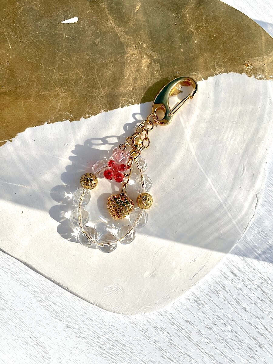 Bear/ Crystal Beads/ Heart Charm Bag - Image 3