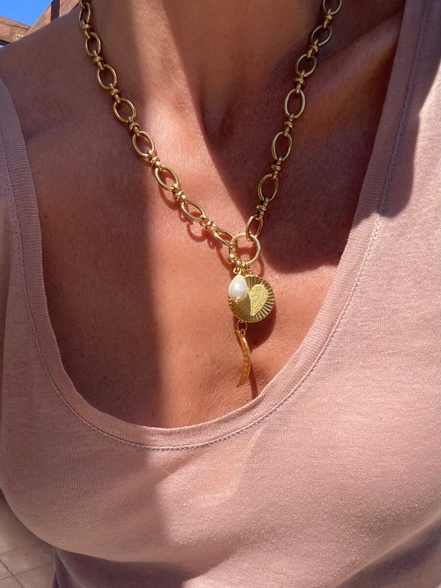 Steel Chain Heart Pendant Necklace