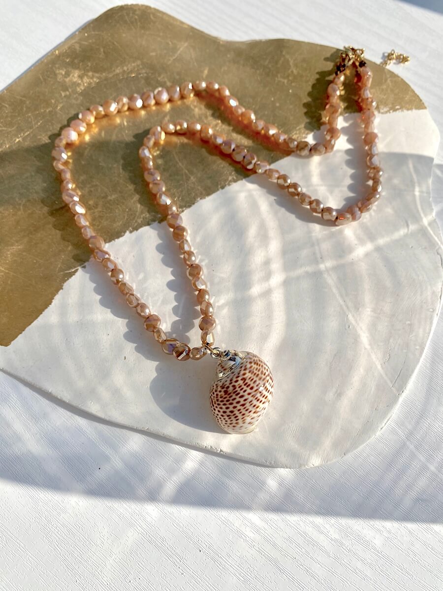 Beaded Crystal Shell Necklace