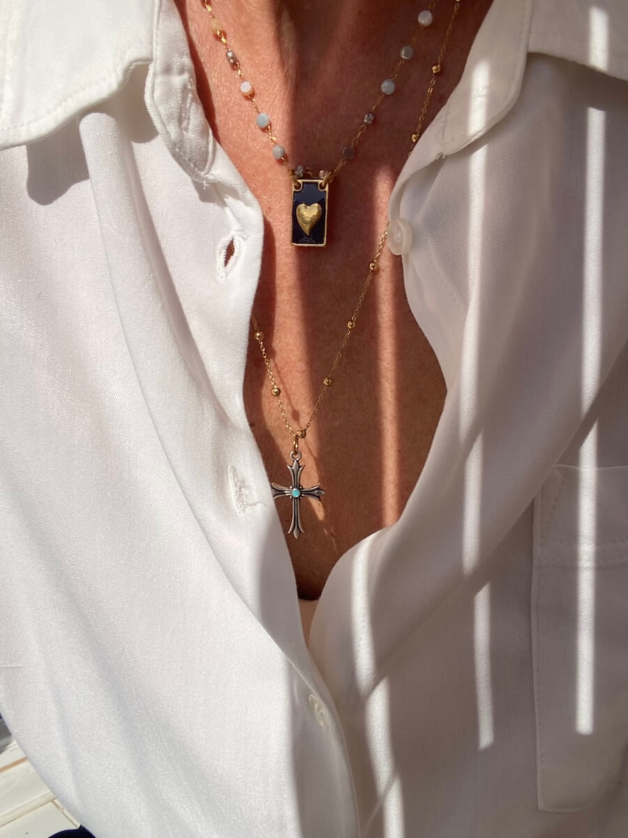 Layered Heart and Cross Necklaces