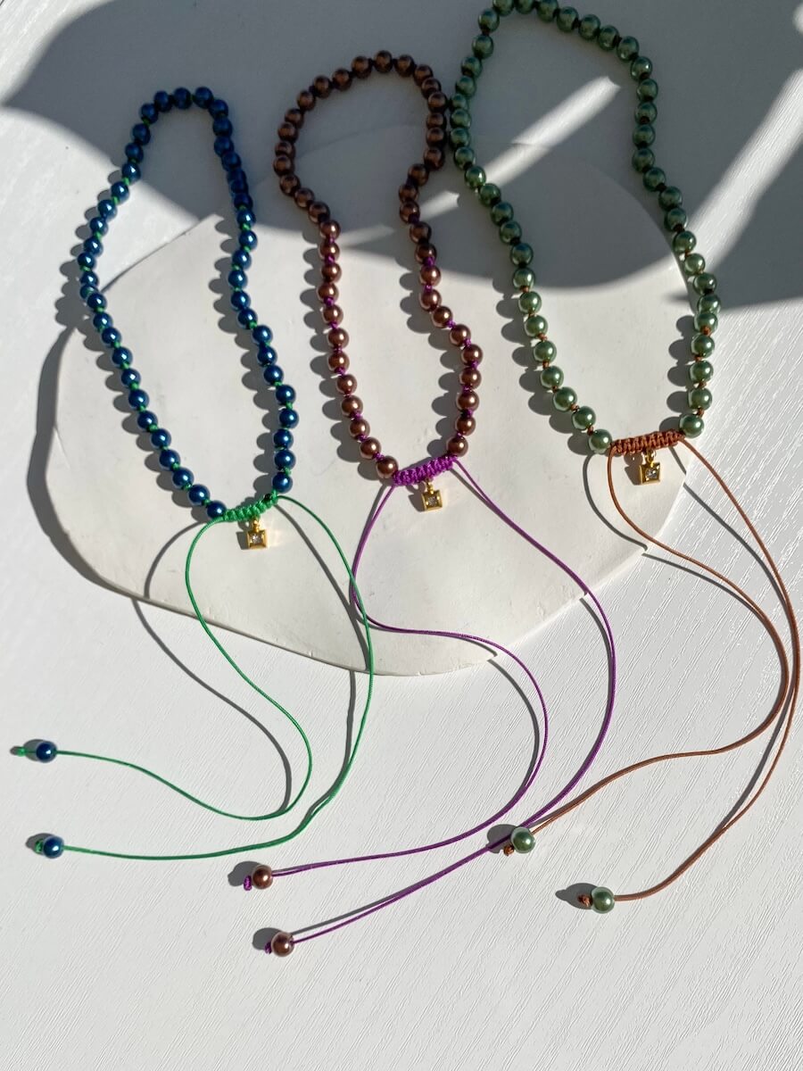 Macrame Adjustable Beaded Necklace, Wear it as a choker also