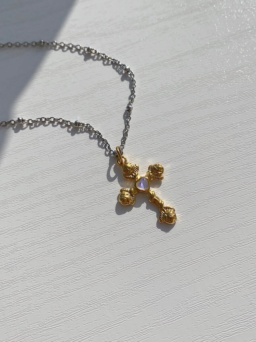 Cross, Charm, Silver, Gold, StainlessSteel, Chain, Necklace, Maadjwls