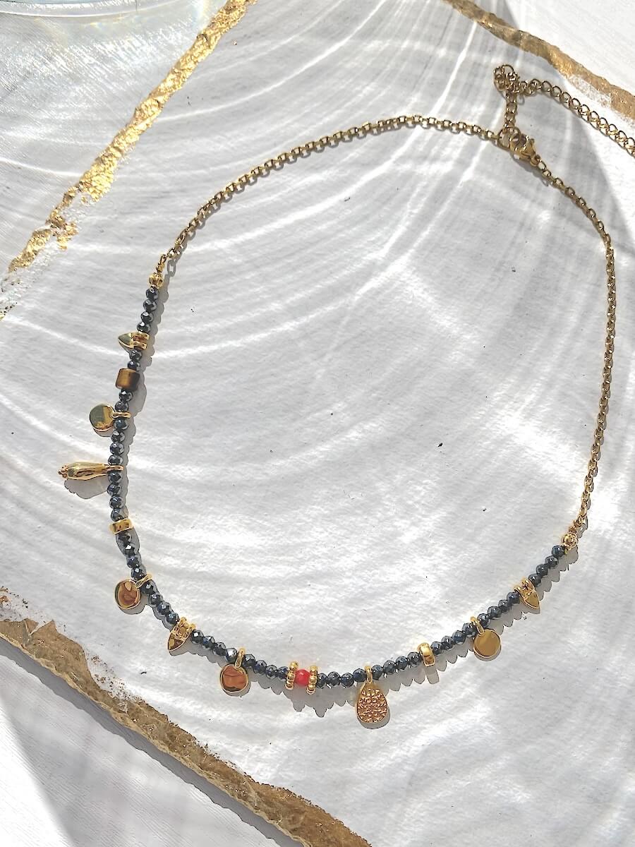 Iris Short Hematite Necklace, Maadjwls