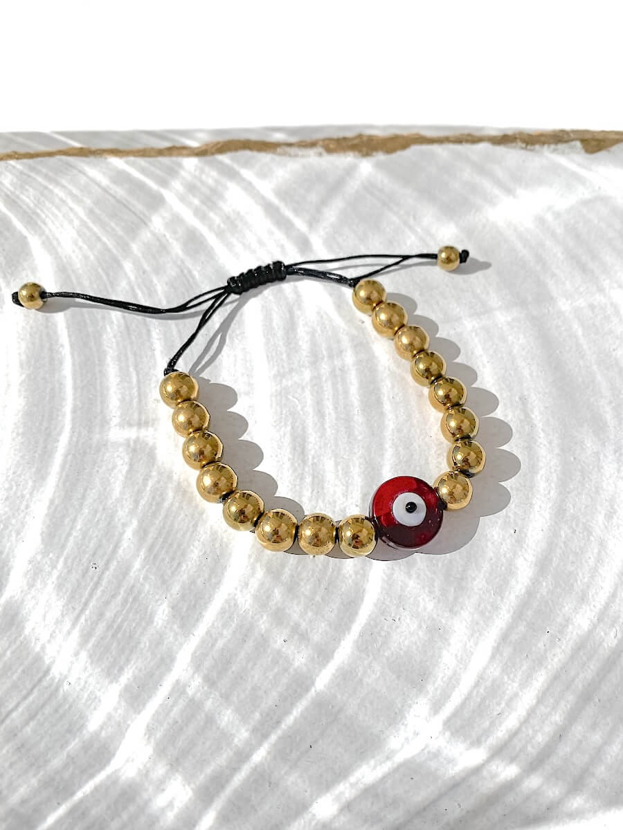 Evil Eye Gold Hematite Bracelet, Maadjwls