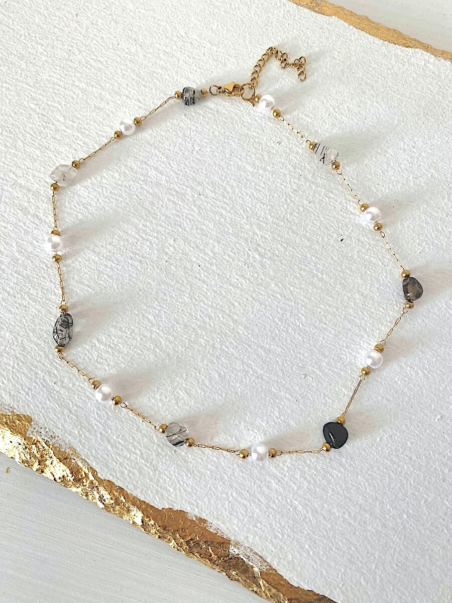 Rosario Steel Short Necklace, Maadjwls