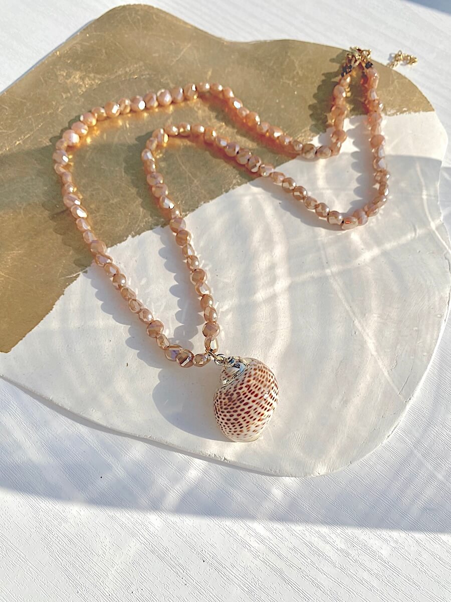 Beaded Crystal Shell Necklace