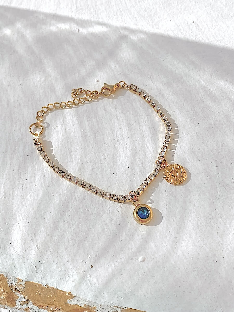 Evil Eye Tennis Chain Bracelet, Maadjwls