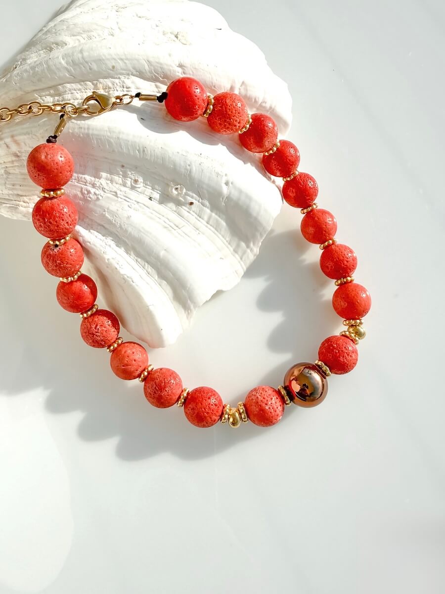 Lava Coral Necklace, Maadjwls, Fashionable , Jewelry
